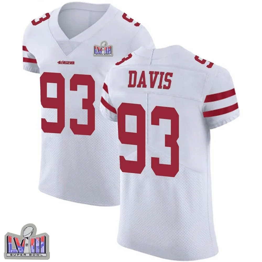 Men's San Francisco 49ers Kalia Davis Nike Vapor Untouchable Super Bowl LVIII Patch Elite White Jersey Men's San Francisco 49ers Kalia Davis Nike Vapor Untouchable Super Bowl LVIII Patch Elite White Jersey