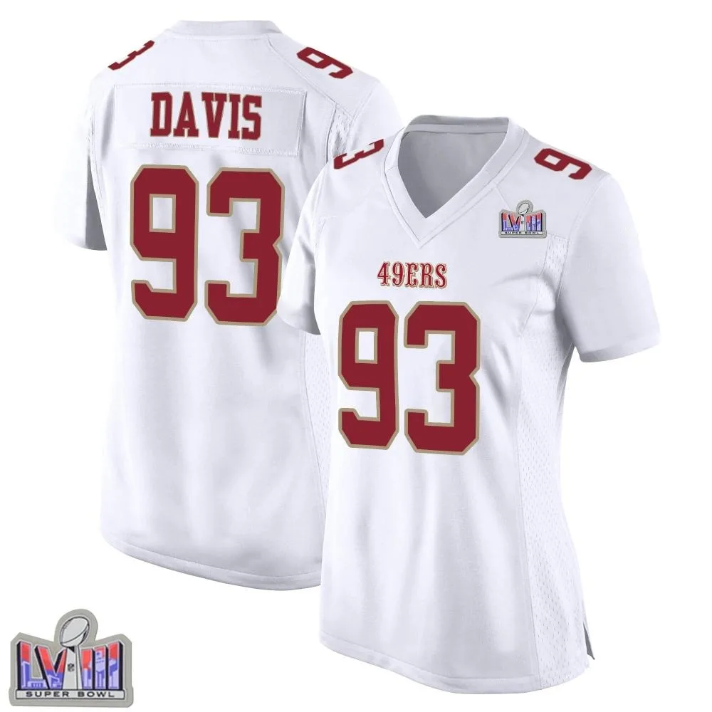Women's San Francisco 49ers Kalia Davis Nike Fashion Super Bowl LVIII Patch Game White Jersey Women's San Francisco 49ers Kalia Davis Nike Fashion Super Bowl LVIII Patch Game White Jersey