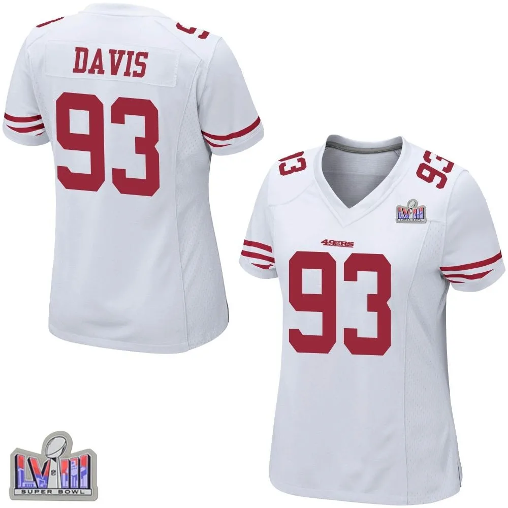 Women's San Francisco 49ers Kalia Davis Nike Super Bowl LVIII Patch Game White Jersey Women's San Francisco 49ers Kalia Davis Nike Super Bowl LVIII Patch Game White Jersey