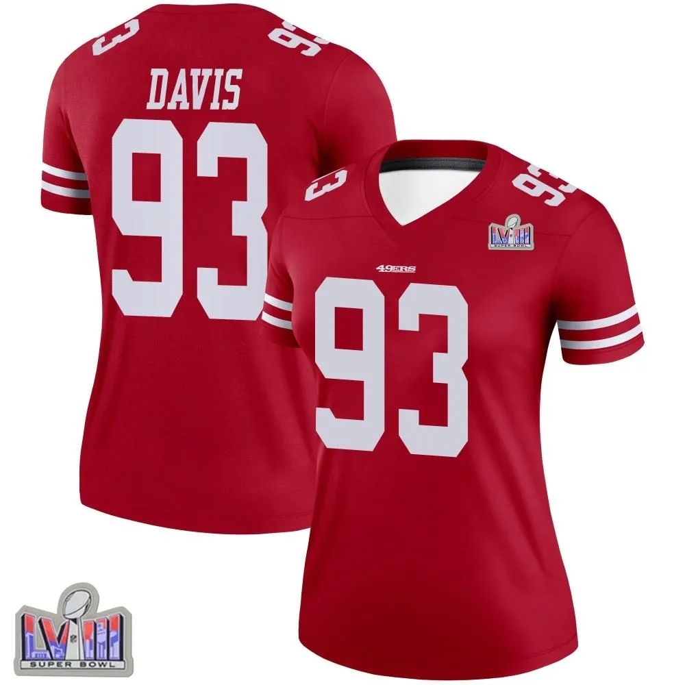 Women's San Francisco 49ers Kalia Davis Nike Super Bowl LVIII Patch Legend Scarlet Jersey Women's San Francisco 49ers Kalia Davis Nike Super Bowl LVIII Patch Legend Scarlet Jersey