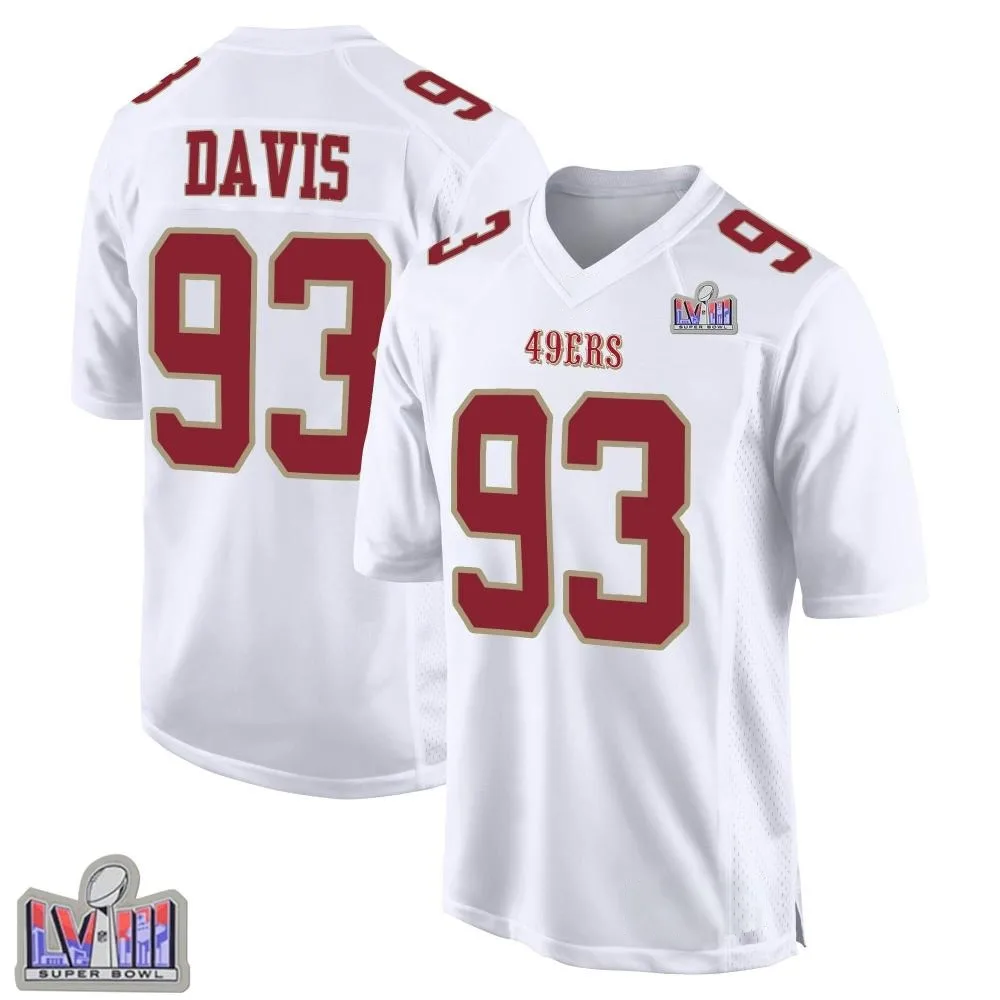 Youth San Francisco 49ers Kalia Davis Nike Fashion Super Bowl LVIII Patch Game White Jersey Youth San Francisco 49ers Kalia Davis Nike Fashion Super Bowl LVIII Patch Game White Jersey