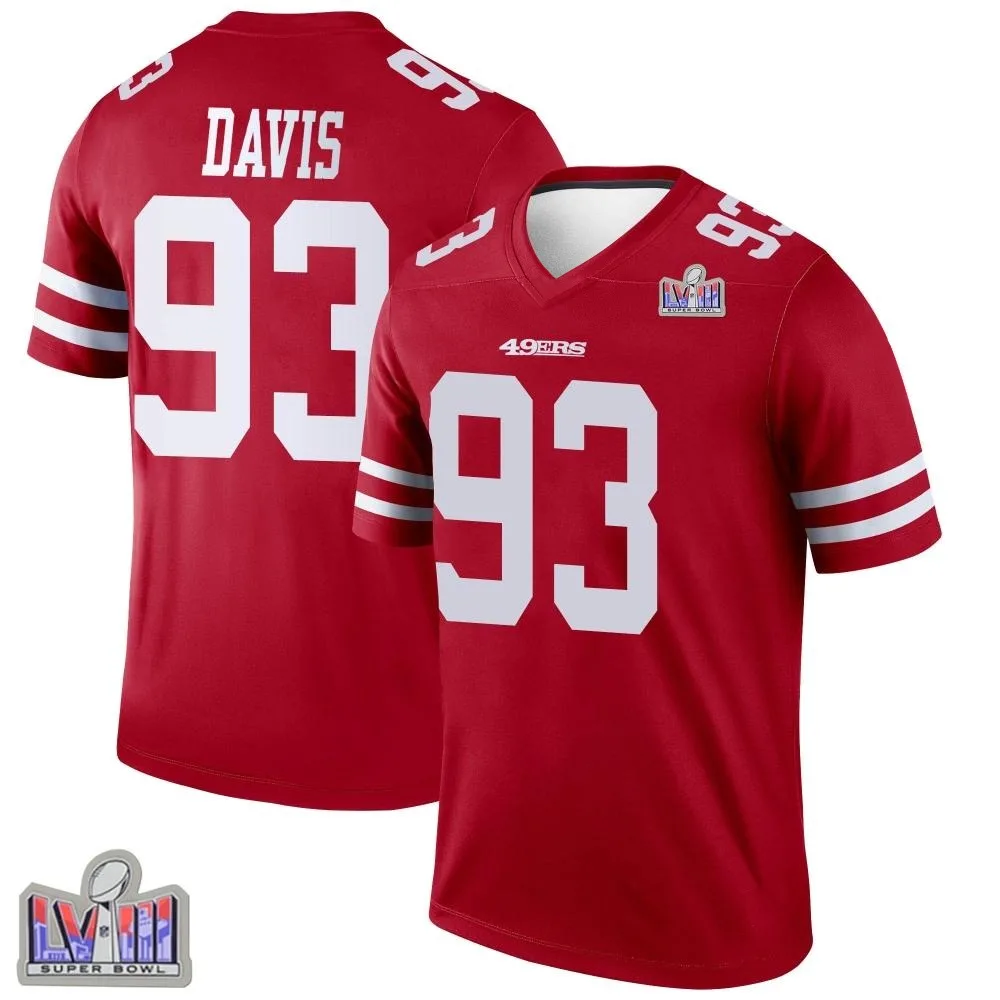 Youth San Francisco 49ers Kalia Davis Nike Super Bowl LVIII Patch Legend Scarlet Jersey Youth San Francisco 49ers Kalia Davis Nike Super Bowl LVIII Patch Legend Scarlet Jersey