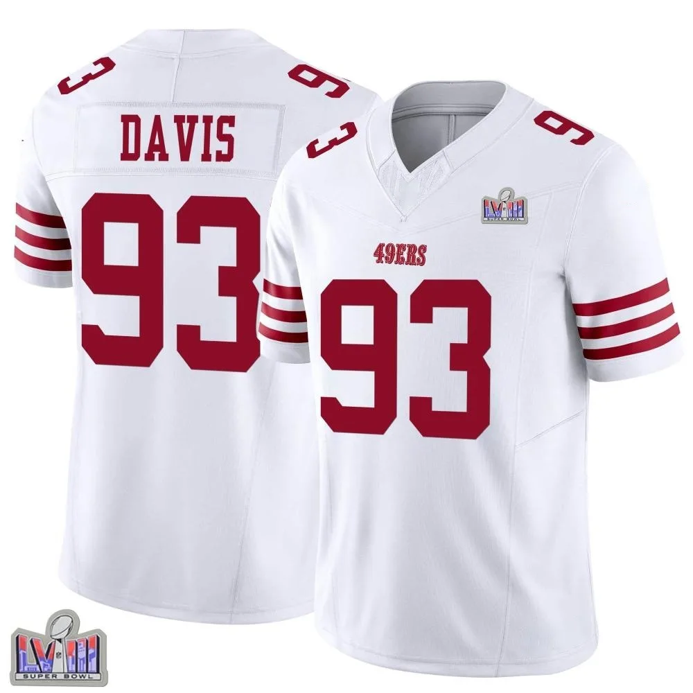 Youth San Francisco 49ers Kalia Davis Nike Vapor F.U.S.E. Super Bowl LVIII Patch Limited White Jersey Youth San Francisco 49ers Kalia Davis Nike Vapor F.U.S.E. Super Bowl LVIII Patch Limited White Jersey