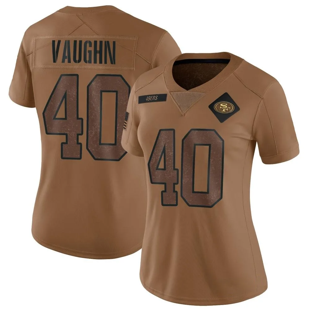 Women's San Francisco 49ers Ke'shawn Vaughn Nike 2023 Salute To Service Limited Brown Jersey Women's San Francisco 49ers Ke'shawn Vaughn Nike 2023 Salute To Service Limited Brown Jersey
