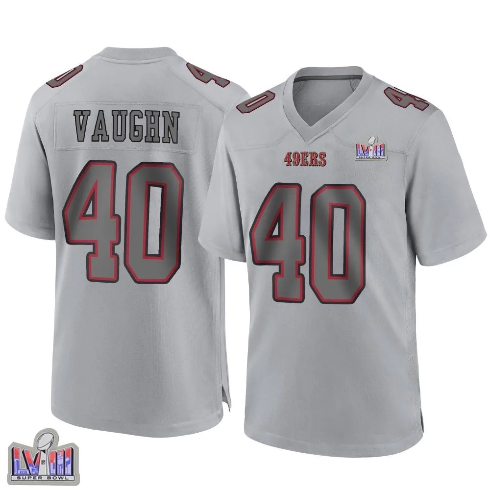 Youth San Francisco 49ers Ke'shawn Vaughn Nike Atmosphere Fashion Super Bowl LVIII Patch Game Gray Jersey Youth San Francisco 49ers Ke'shawn Vaughn Nike Atmosphere Fashion Super Bowl LVIII Patch Game Gray Jersey