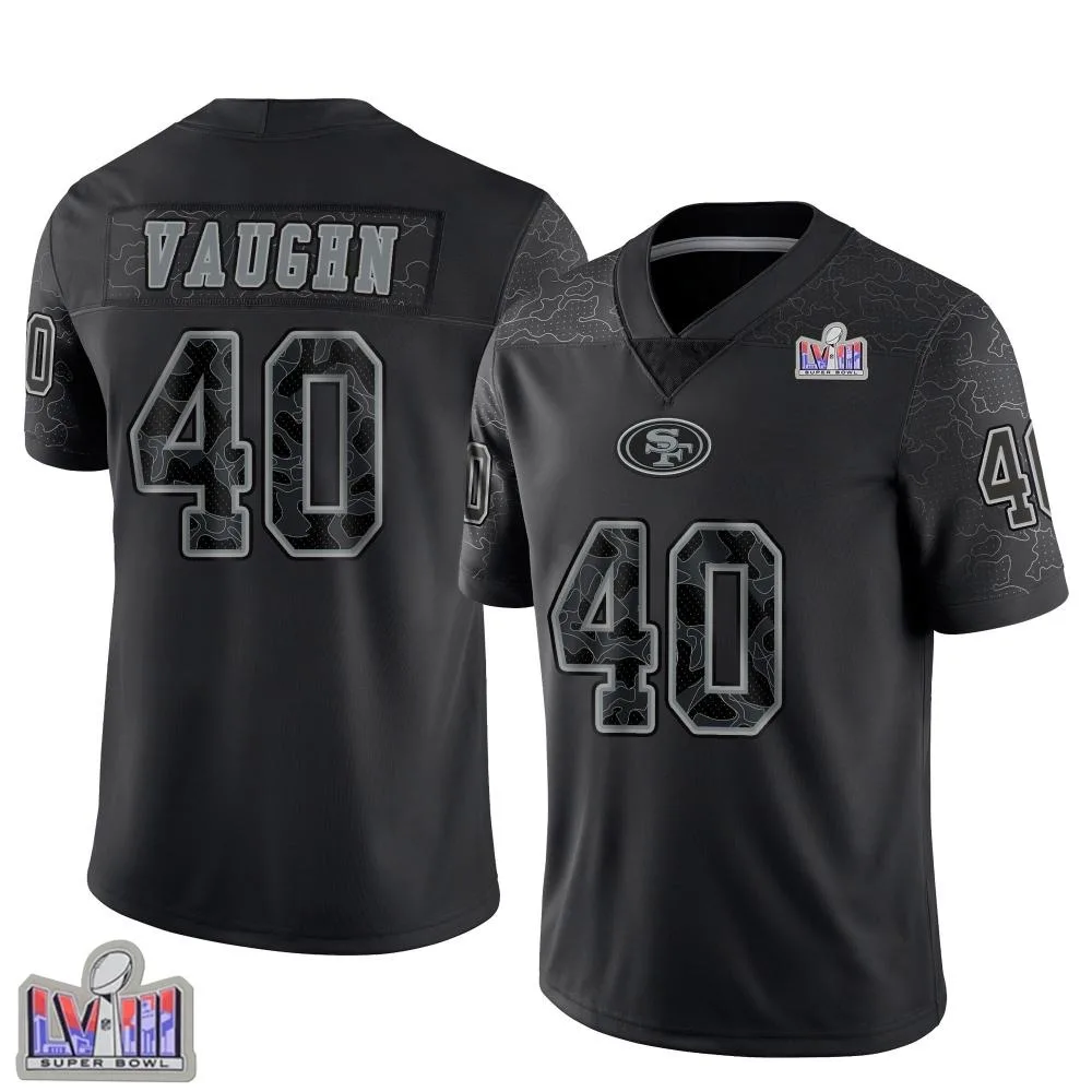 Youth San Francisco 49ers Ke'shawn Vaughn Nike Reflective Super Bowl LVIII Patch Limited Black Jersey Youth San Francisco 49ers Ke'shawn Vaughn Nike Reflective Super Bowl LVIII Patch Limited Black Jersey