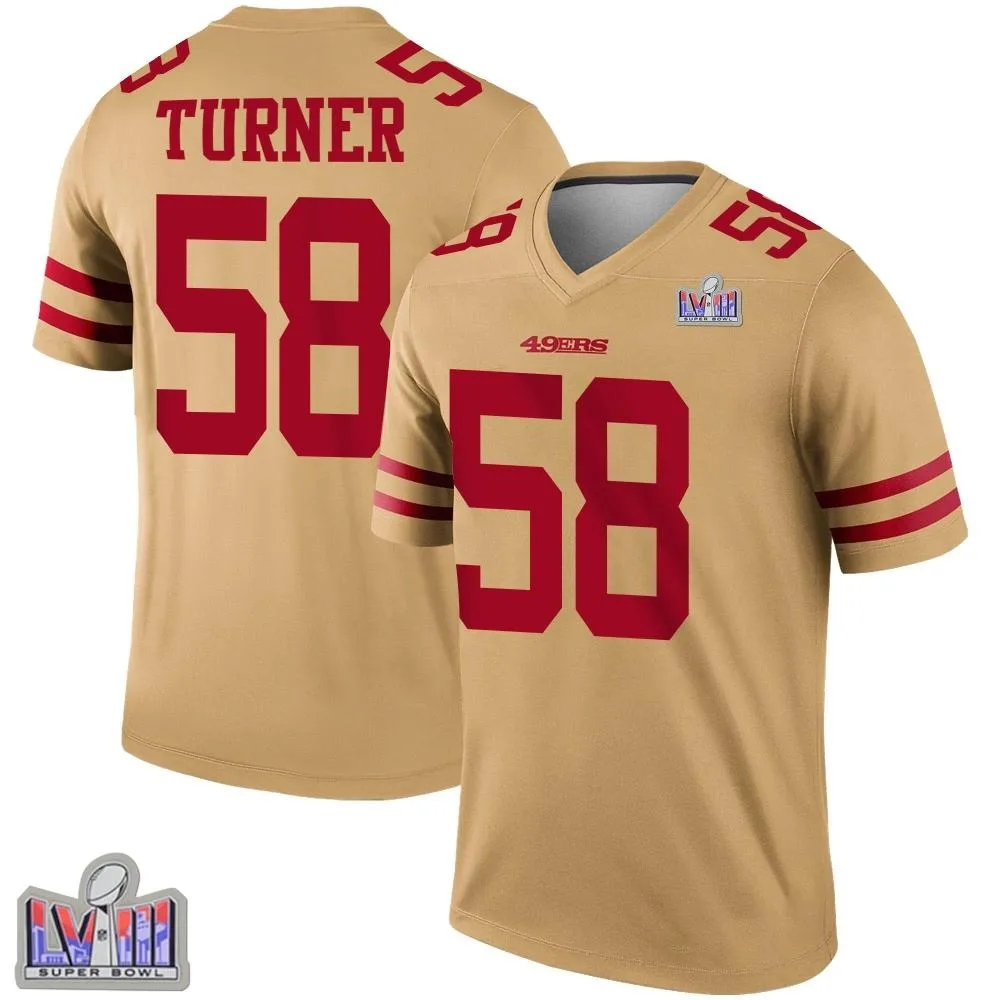Men's San Francisco 49ers Keena Turner Nike Inverted Super Bowl LVIII Patch Legend Gold Jersey Men's San Francisco 49ers Keena Turner Nike Inverted Super Bowl LVIII Patch Legend Gold Jersey