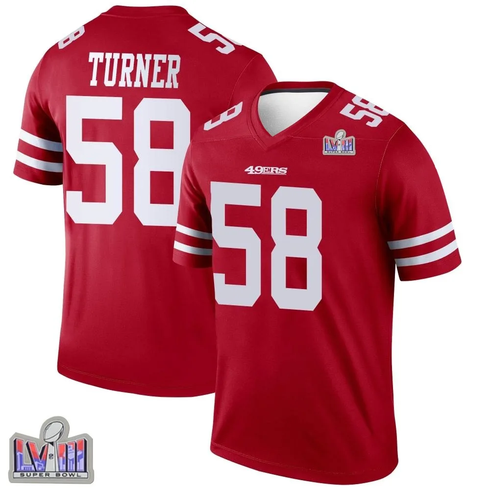 Men's San Francisco 49ers Keena Turner Nike Super Bowl LVIII Patch Legend Scarlet Jersey Men's San Francisco 49ers Keena Turner Nike Super Bowl LVIII Patch Legend Scarlet Jersey