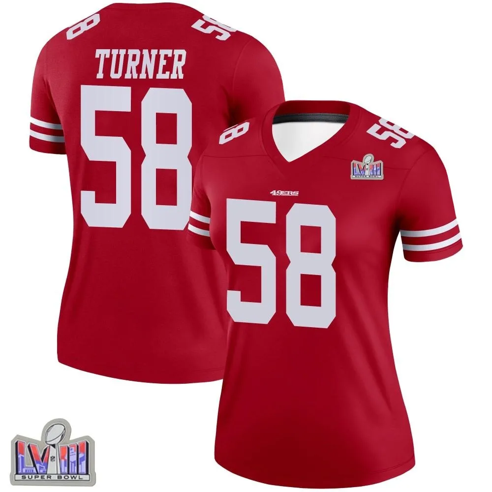 Women's San Francisco 49ers Keena Turner Nike Super Bowl LVIII Patch Legend Scarlet Jersey Women's San Francisco 49ers Keena Turner Nike Super Bowl LVIII Patch Legend Scarlet Jersey