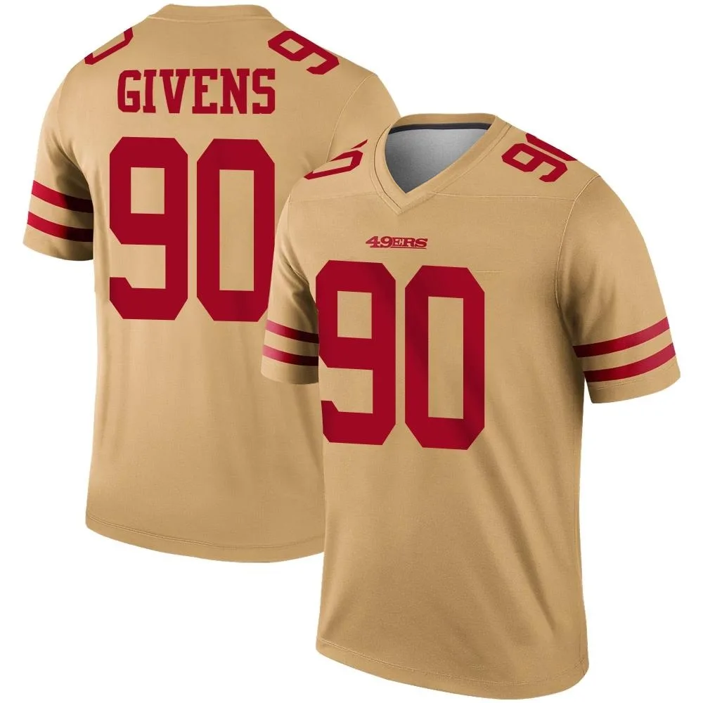 Men's San Francisco 49ers Kevin Givens Nike Inverted Legend Gold Jersey Men's San Francisco 49ers Kevin Givens Nike Inverted Legend Gold Jersey
