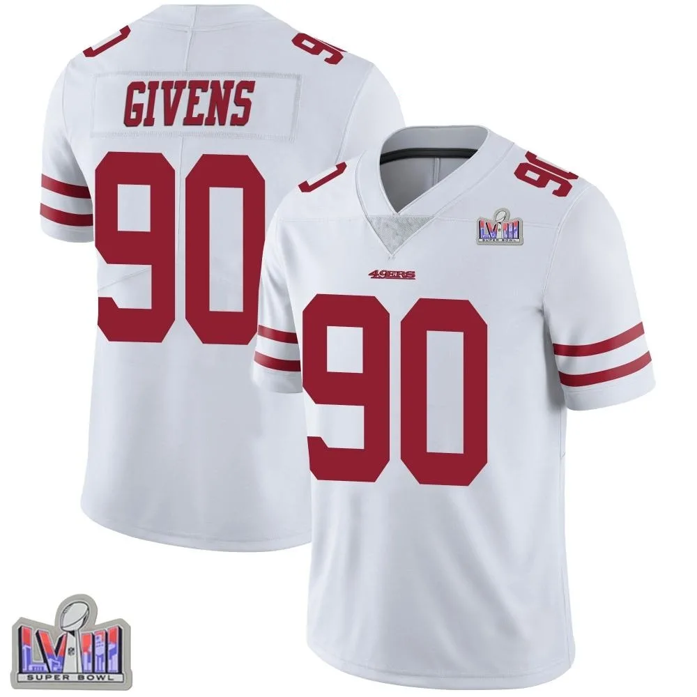 Men's San Francisco 49ers Kevin Givens Nike Vapor Untouchable Super Bowl LVIII Patch Limited White Jersey Men's San Francisco 49ers Kevin Givens Nike Vapor Untouchable Super Bowl LVIII Patch Limited White Jersey