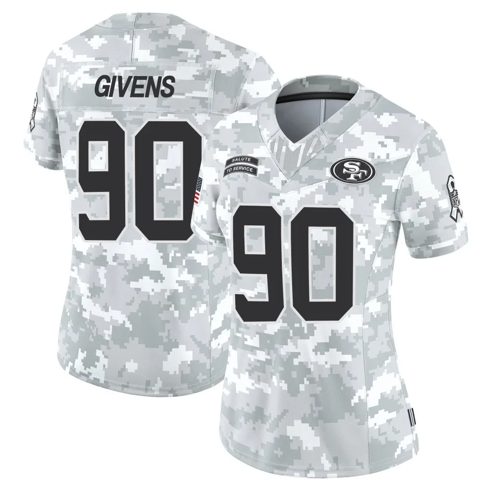Women's San Francisco 49ers Kevin Givens Nike Francisco 2024 Salute To Service Limited Arctic Camo Jersey Women's San Francisco 49ers Kevin Givens Nike Francisco 2024 Salute To Service Limited Arctic Camo Jersey