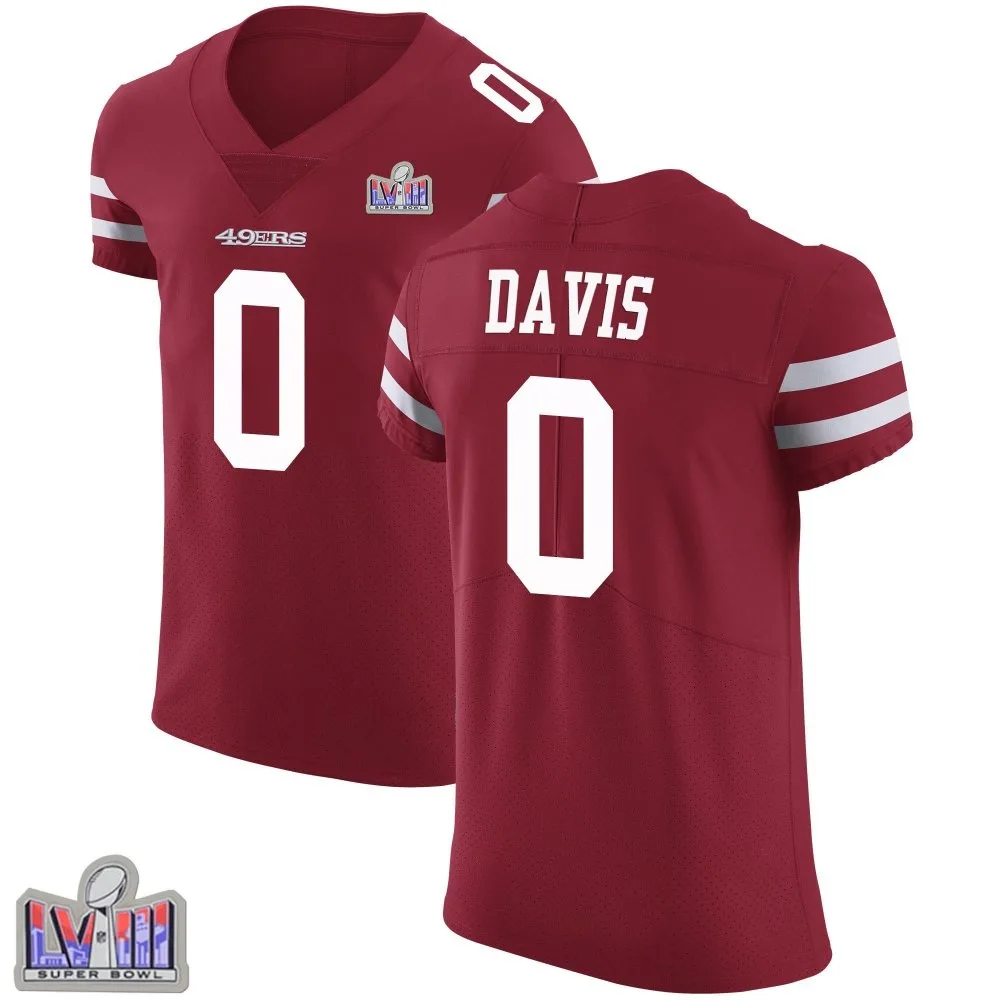 Men's San Francisco 49ers Khalil Davis Nike Team Color Vapor Untouchable Super Bowl LVIII Patch Elite Red Jersey Men's San Francisco 49ers Khalil Davis Nike Team Color Vapor Untouchable Super Bowl LVIII Patch Elite Red Jersey