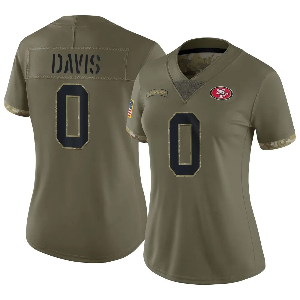 Women's San Francisco 49ers Khalil Davis Nike 2022 Salute To Service Limited Olive Jersey Women's San Francisco 49ers Khalil Davis Nike 2022 Salute To Service Limited Olive Jersey
