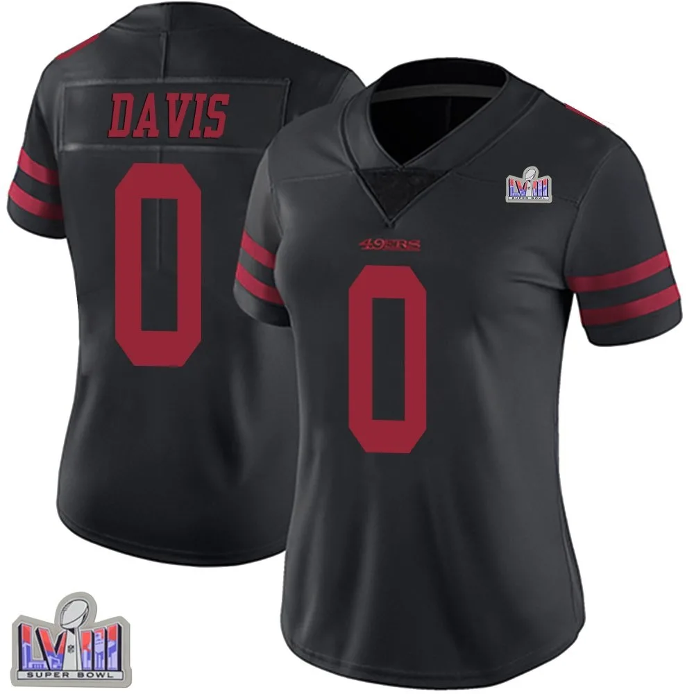 Women's San Francisco 49ers Khalil Davis Nike Alternate Vapor Untouchable Super Bowl LVIII Patch Limited Black Jersey Women's San Francisco 49ers Khalil Davis Nike Alternate Vapor Untouchable Super Bowl LVIII Patch Limited Black Jersey