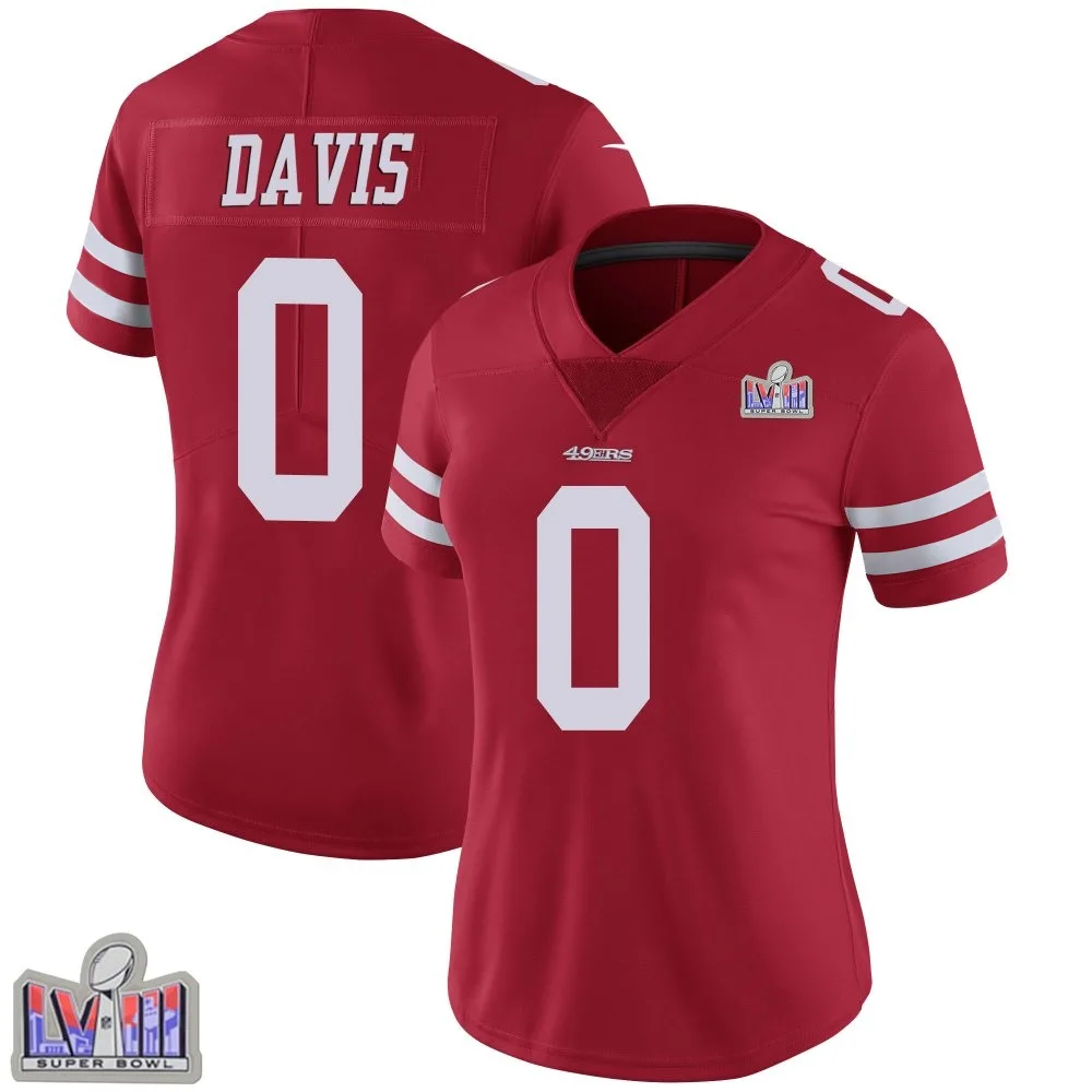 Women's San Francisco 49ers Khalil Davis Nike Team Color Vapor Untouchable Super Bowl LVIII Patch Limited Red Jersey Women's San Francisco 49ers Khalil Davis Nike Team Color Vapor Untouchable Super Bowl LVIII Patch Limited Red Jersey