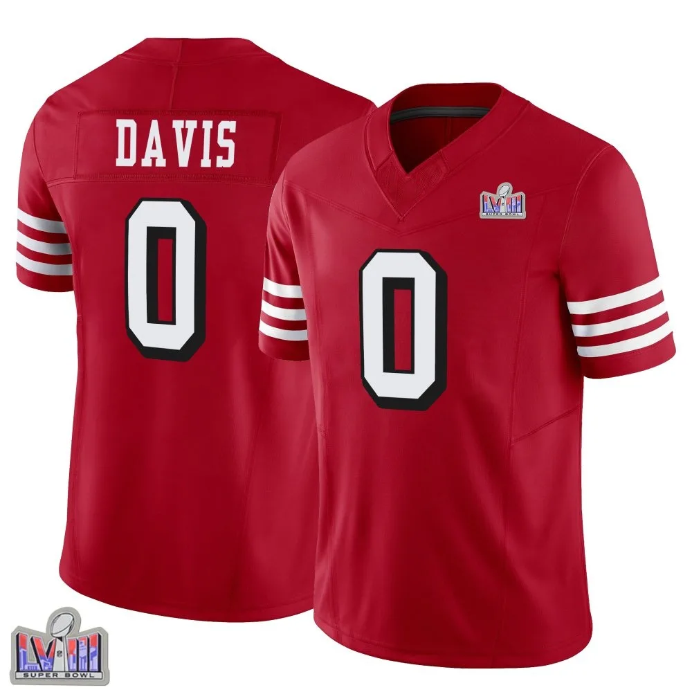 Youth San Francisco 49ers Khalil Davis Nike Alternate Vapor F.U.S.E. Super Bowl LVIII Patch Limited Scarlet Jersey Youth San Francisco 49ers Khalil Davis Nike Alternate Vapor F.U.S.E. Super Bowl LVIII Patch Limited Scarlet Jersey