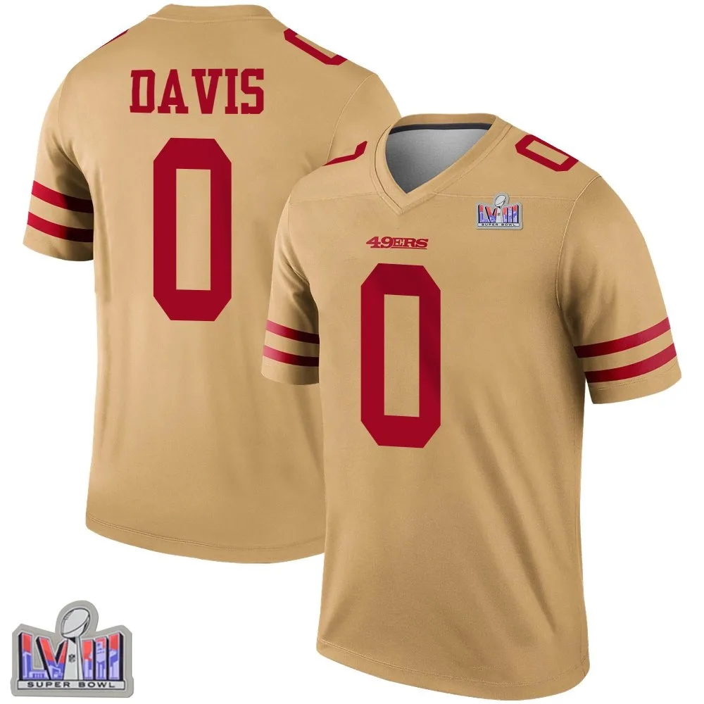 Youth San Francisco 49ers Khalil Davis Nike Inverted Super Bowl LVIII Patch Legend Gold Jersey Youth San Francisco 49ers Khalil Davis Nike Inverted Super Bowl LVIII Patch Legend Gold Jersey