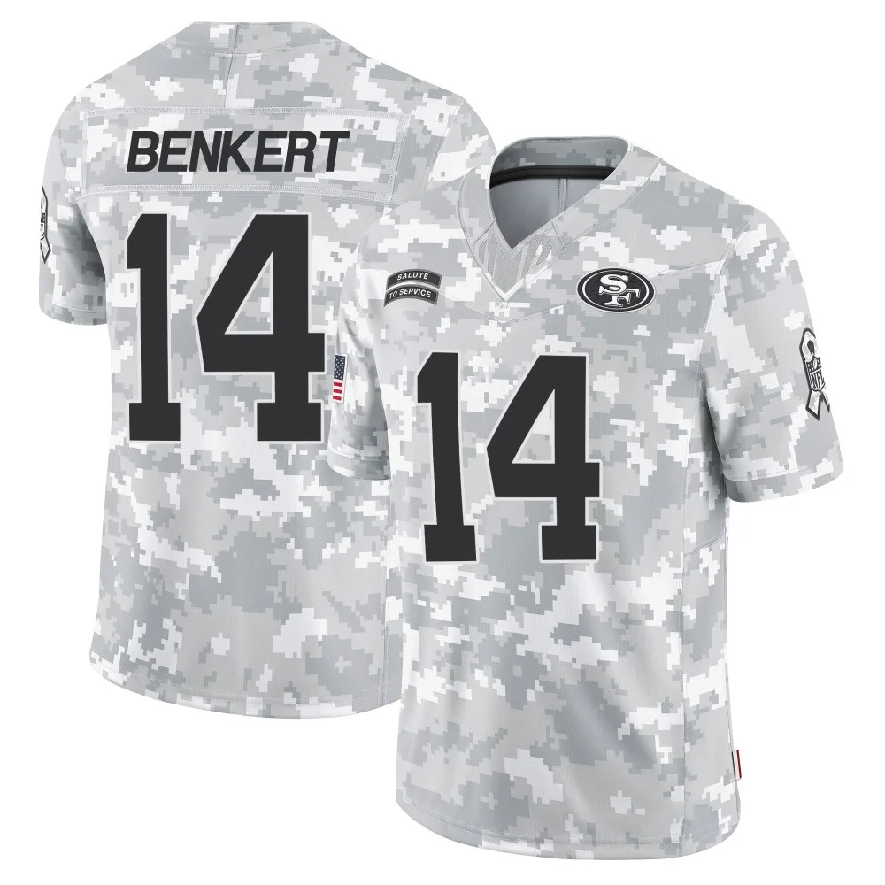 Men's San Francisco 49ers Kurt Benkert Nike 2024 Salute To Service Limited Arctic Camo Jersey Men's San Francisco 49ers Kurt Benkert Nike 2024 Salute To Service Limited Arctic Camo Jersey