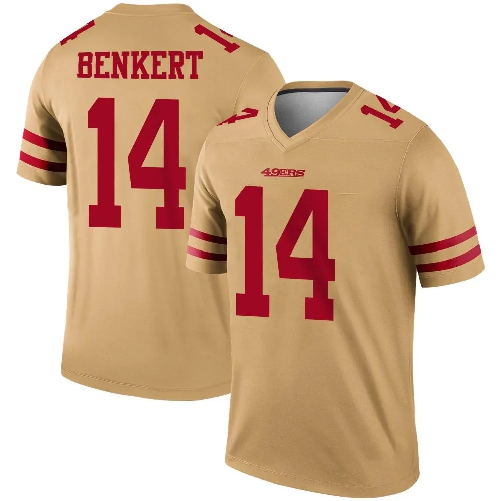 Men's San Francisco 49ers Kurt Benkert Nike Inverted Legend Gold Jersey Men's San Francisco 49ers Kurt Benkert Nike Inverted Legend Gold Jersey