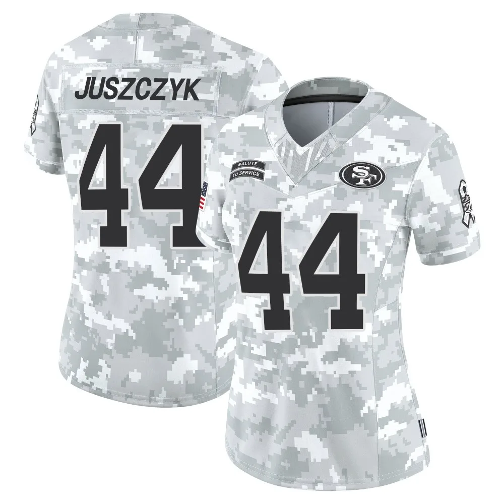 Women's San Francisco 49ers Kyle Juszczyk Nike Francisco 2024 Salute To Service Limited Arctic Camo Jersey Women's San Francisco 49ers Kyle Juszczyk Nike Francisco 2024 Salute To Service Limited Arctic Camo Jersey