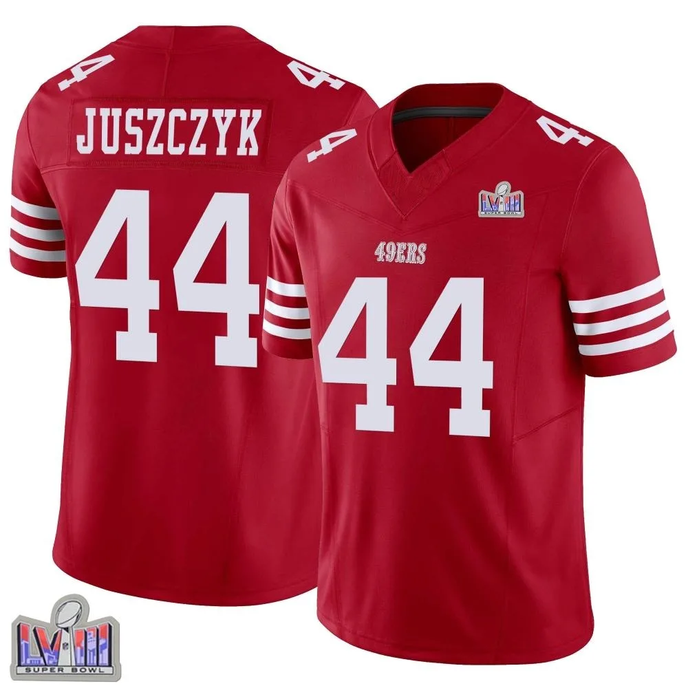 Youth San Francisco 49ers Kyle Juszczyk Nike Vapor F.U.S.E. Super Bowl LVIII Patch Limited Scarlet Jersey Youth San Francisco 49ers Kyle Juszczyk Nike Vapor F.U.S.E. Super Bowl LVIII Patch Limited Scarlet Jersey