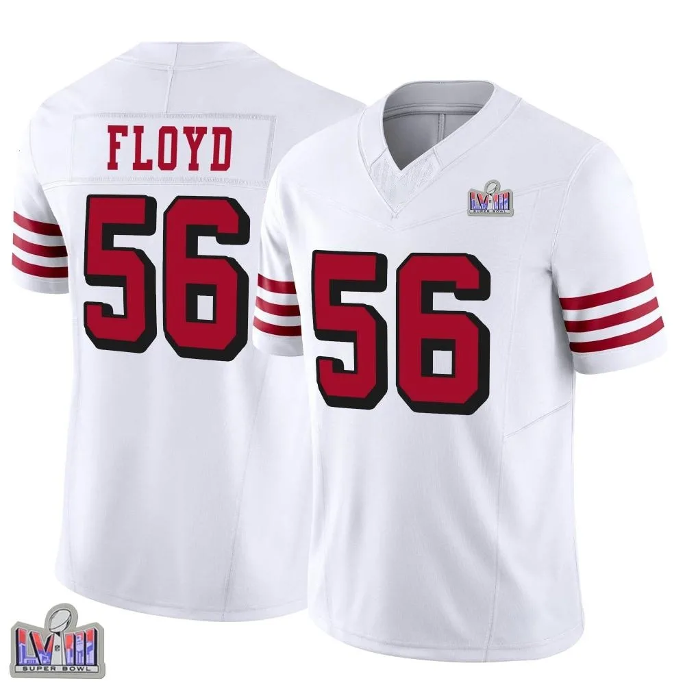 Youth San Francisco 49ers Leonard Floyd Nike Alternate Vapor F.U.S.E. Super Bowl LVIII Patch Limited White Jersey Youth San Francisco 49ers Leonard Floyd Nike Alternate Vapor F.U.S.E. Super Bowl LVIII Patch Limited White Jersey