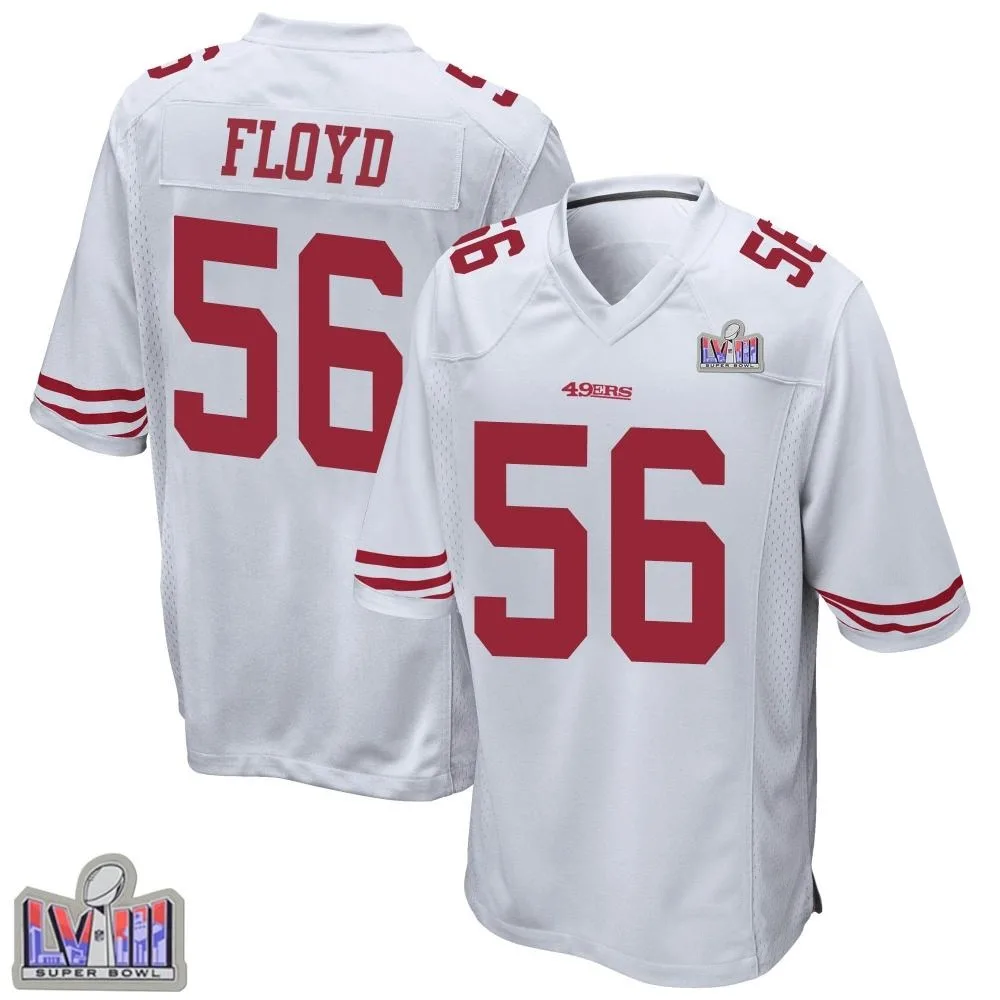 Youth San Francisco 49ers Leonard Floyd Nike Super Bowl LVIII Patch Game White Jersey Youth San Francisco 49ers Leonard Floyd Nike Super Bowl LVIII Patch Game White Jersey