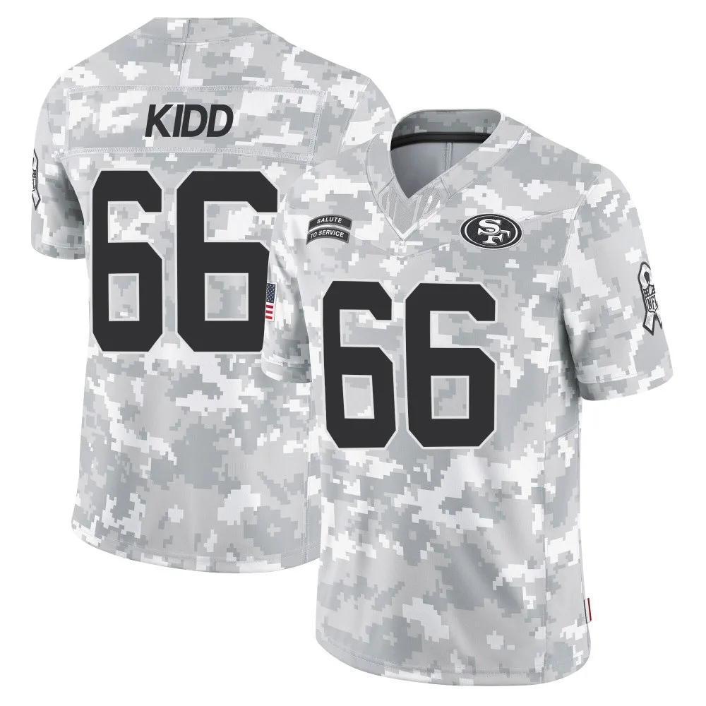 Youth San Francisco 49ers Lewis Kidd Nike 2024 Salute To Service Limited Arctic Camo Jersey Youth San Francisco 49ers Lewis Kidd Nike 2024 Salute To Service Limited Arctic Camo Jersey