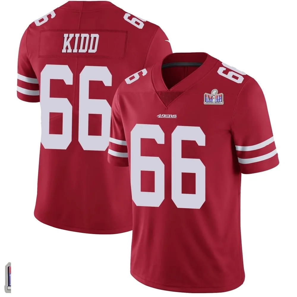 Youth San Francisco 49ers Lewis Kidd Nike Team Color Vapor Untouchable Super Bowl LVIII Patch Limited Red Jersey Youth San Francisco 49ers Lewis Kidd Nike Team Color Vapor Untouchable Super Bowl LVIII Patch Limited Red Jersey