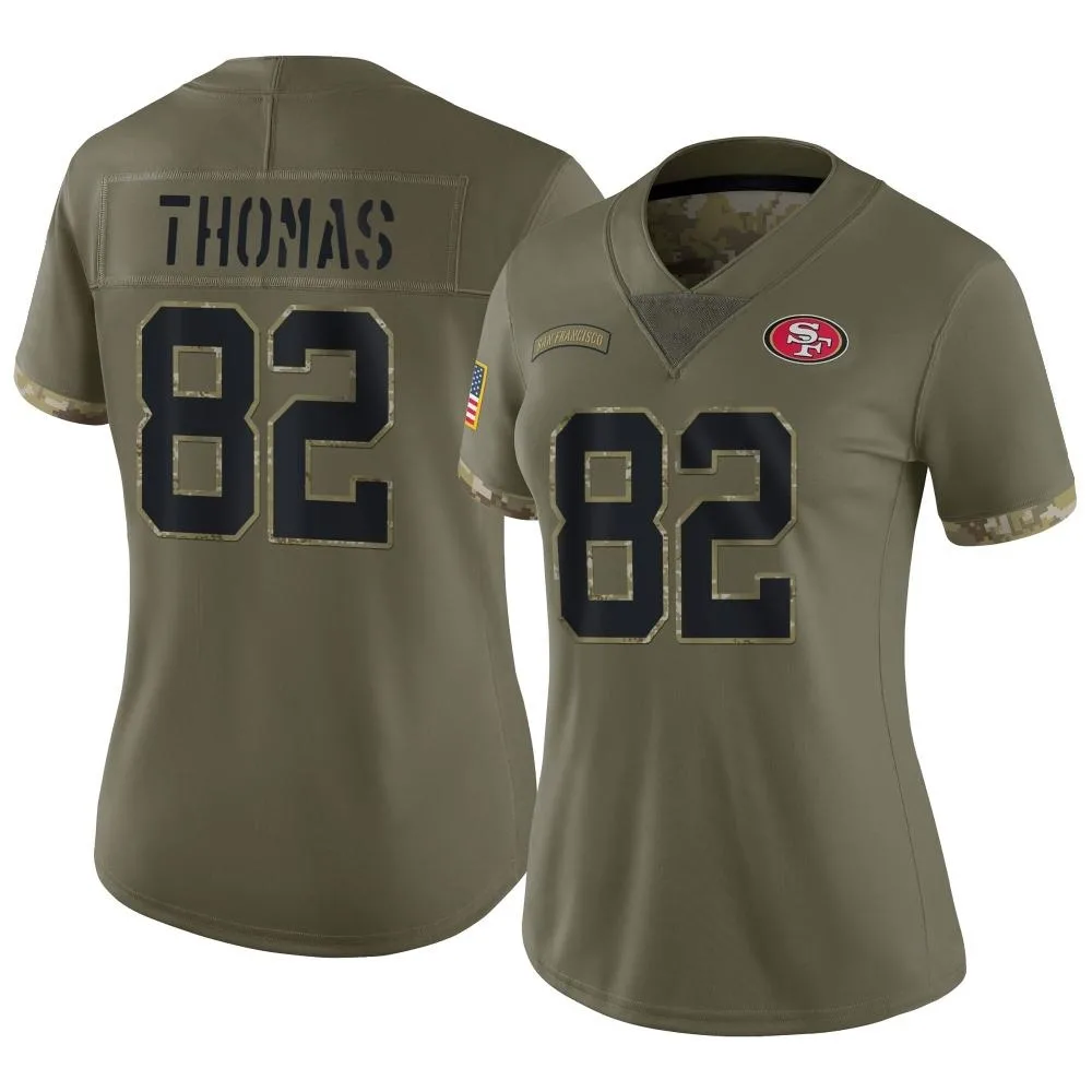 Women's San Francisco 49ers Logan Thomas Nike 2022 Salute To Service Limited Olive Jersey Women's San Francisco 49ers Logan Thomas Nike 2022 Salute To Service Limited Olive Jersey