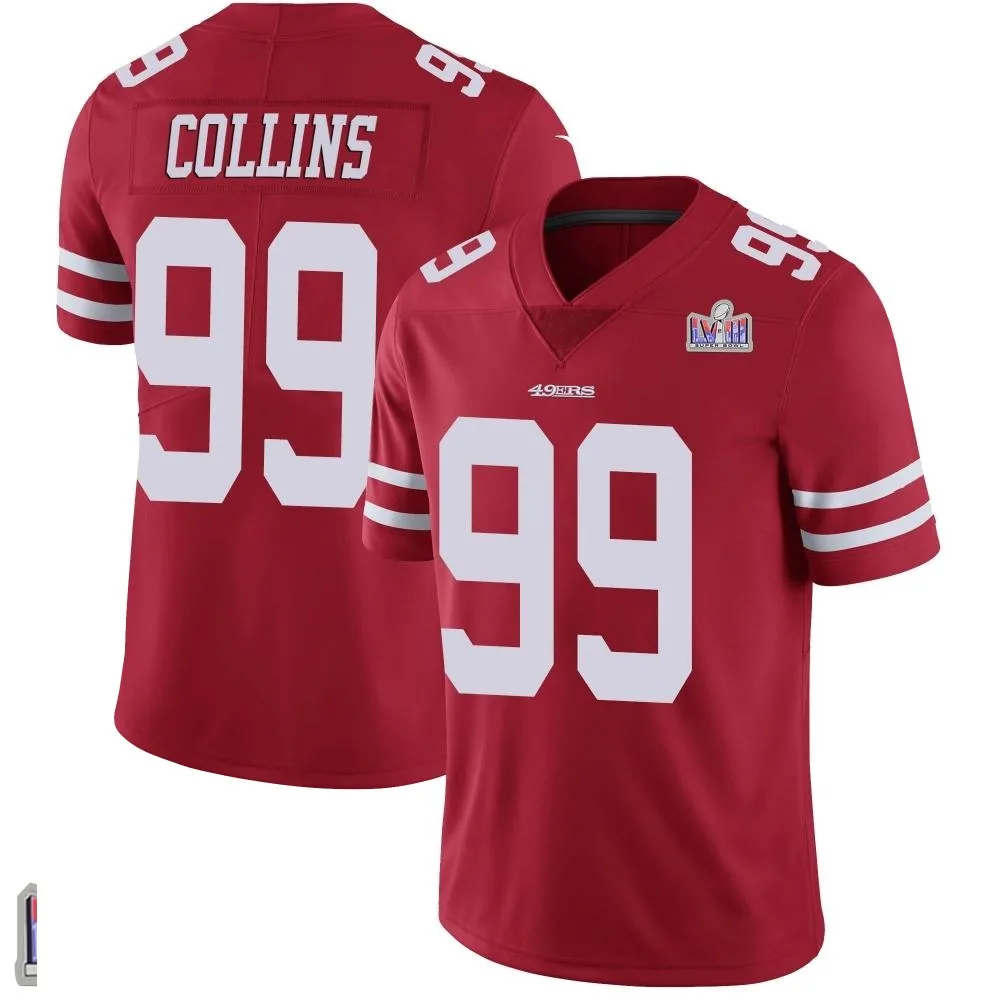 Men's San Francisco 49ers Maliek Collins Nike Team Color Vapor Untouchable Super Bowl LVIII Patch Limited Red Jersey Men's San Francisco 49ers Maliek Collins Nike Team Color Vapor Untouchable Super Bowl LVIII Patch Limited Red Jersey