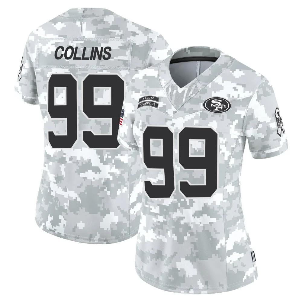 Women's San Francisco 49ers Maliek Collins Nike Francisco 2024 Salute To Service Limited Arctic Camo Jersey Women's San Francisco 49ers Maliek Collins Nike Francisco 2024 Salute To Service Limited Arctic Camo Jersey