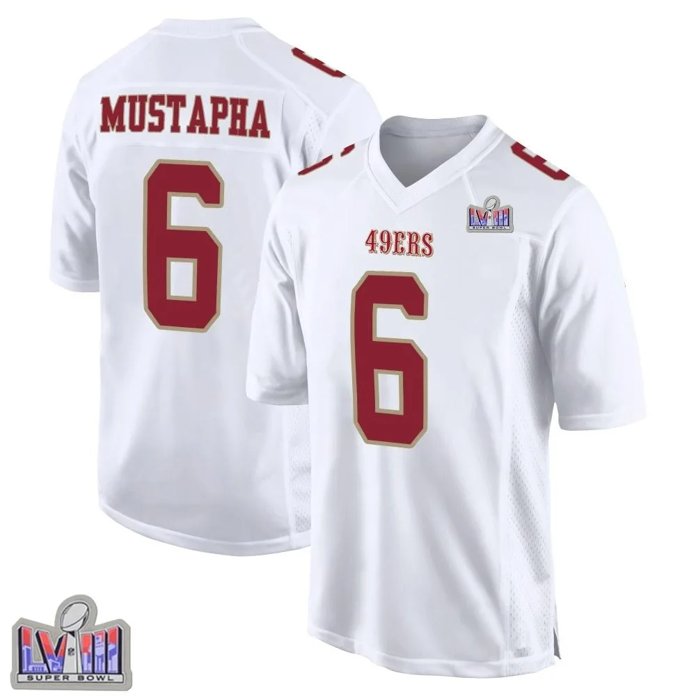 Men's San Francisco 49ers Malik Mustapha Nike Fashion Super Bowl LVIII Patch Game White Jersey Men's San Francisco 49ers Malik Mustapha Nike Fashion Super Bowl LVIII Patch Game White Jersey