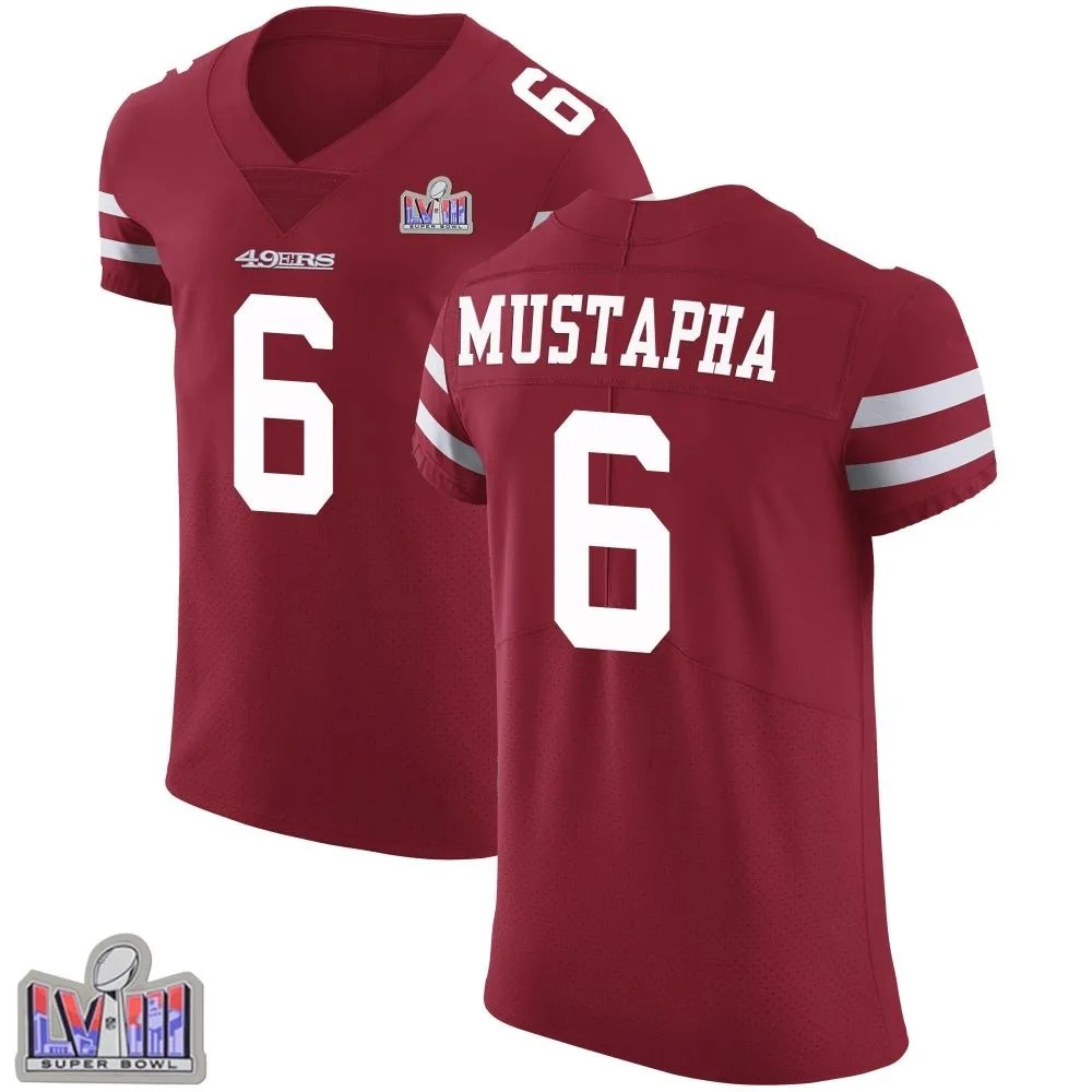 Men's San Francisco 49ers Malik Mustapha Nike Team Color Vapor Untouchable Super Bowl LVIII Patch Elite Red Jersey Men's San Francisco 49ers Malik Mustapha Nike Team Color Vapor Untouchable Super Bowl LVIII Patch Elite Red Jersey