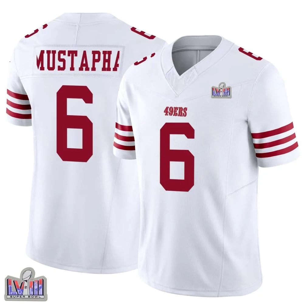 Men's San Francisco 49ers Malik Mustapha Nike Vapor F.U.S.E. Super Bowl LVIII Patch Limited White Jersey Men's San Francisco 49ers Malik Mustapha Nike Vapor F.U.S.E. Super Bowl LVIII Patch Limited White Jersey