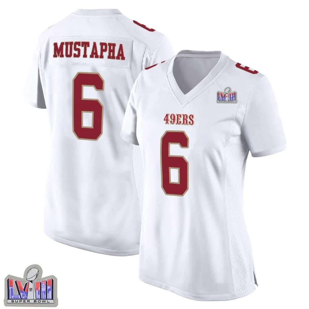 Women's San Francisco 49ers Malik Mustapha Nike Fashion Super Bowl LVIII Patch Game White Jersey Women's San Francisco 49ers Malik Mustapha Nike Fashion Super Bowl LVIII Patch Game White Jersey