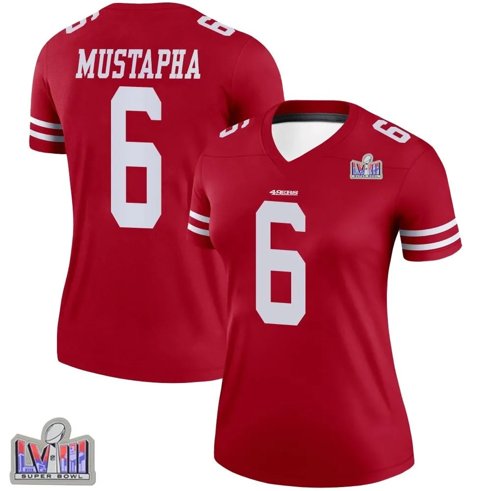 Women's San Francisco 49ers Malik Mustapha Nike Super Bowl LVIII Patch Legend Scarlet Jersey Women's San Francisco 49ers Malik Mustapha Nike Super Bowl LVIII Patch Legend Scarlet Jersey