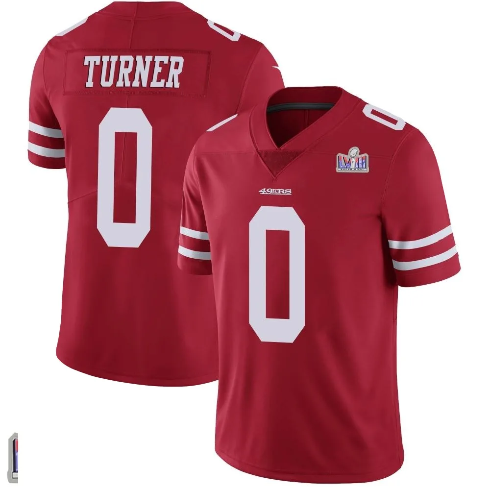 Men's San Francisco 49ers Malik Turner Nike Team Color Vapor Untouchable Super Bowl LVIII Patch Limited Red Jersey Men's San Francisco 49ers Malik Turner Nike Team Color Vapor Untouchable Super Bowl LVIII Patch Limited Red Jersey