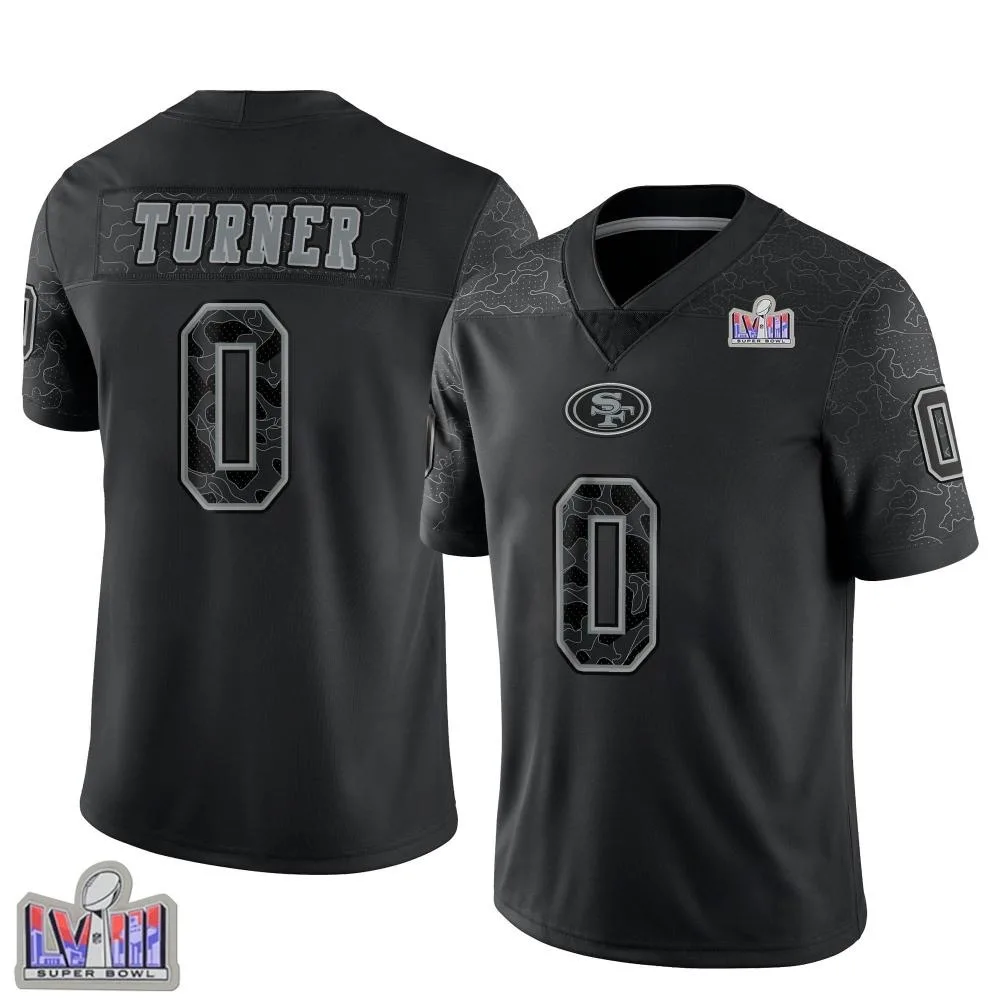 Youth San Francisco 49ers Malik Turner Nike Reflective Super Bowl LVIII Patch Limited Black Jersey Youth San Francisco 49ers Malik Turner Nike Reflective Super Bowl LVIII Patch Limited Black Jersey