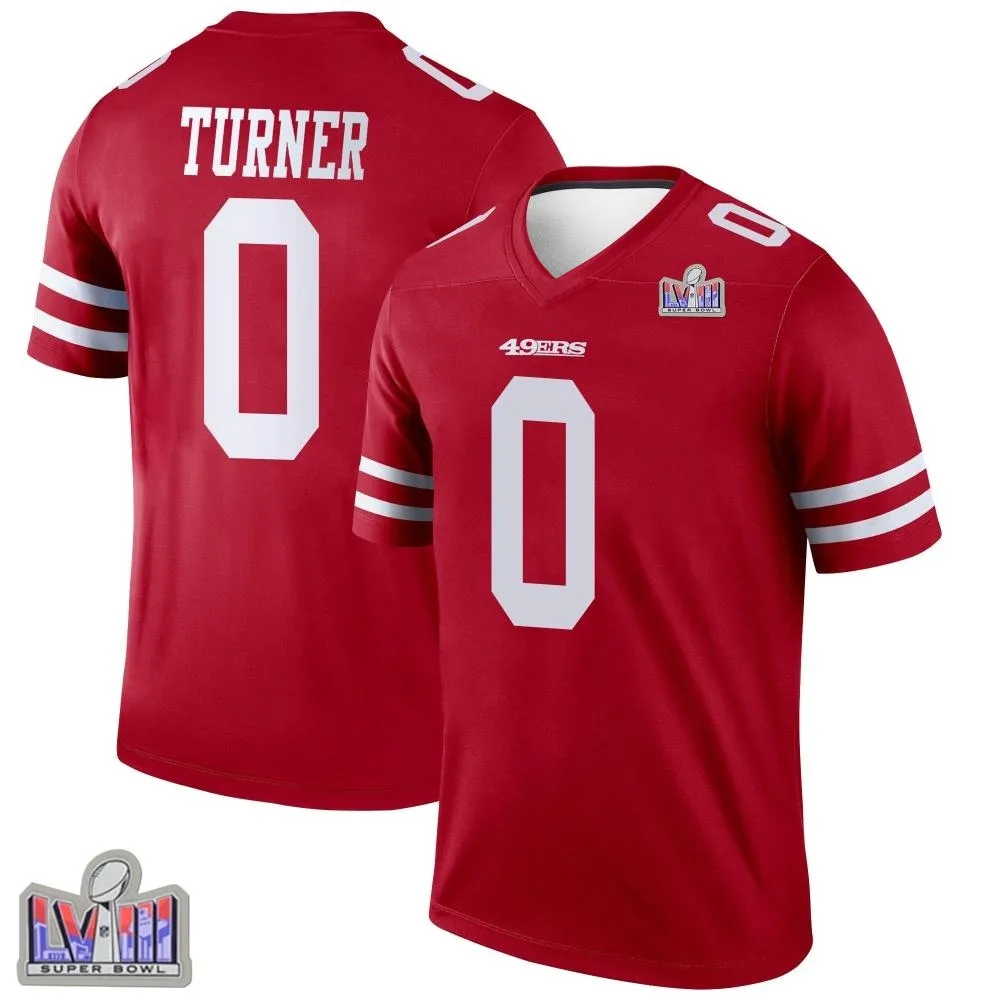 Youth San Francisco 49ers Malik Turner Nike Super Bowl LVIII Patch Legend Scarlet Jersey Youth San Francisco 49ers Malik Turner Nike Super Bowl LVIII Patch Legend Scarlet Jersey