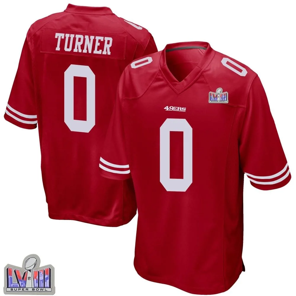 Youth San Francisco 49ers Malik Turner Nike Team Color Super Bowl LVIII Patch Game Red Jersey Youth San Francisco 49ers Malik Turner Nike Team Color Super Bowl LVIII Patch Game Red Jersey