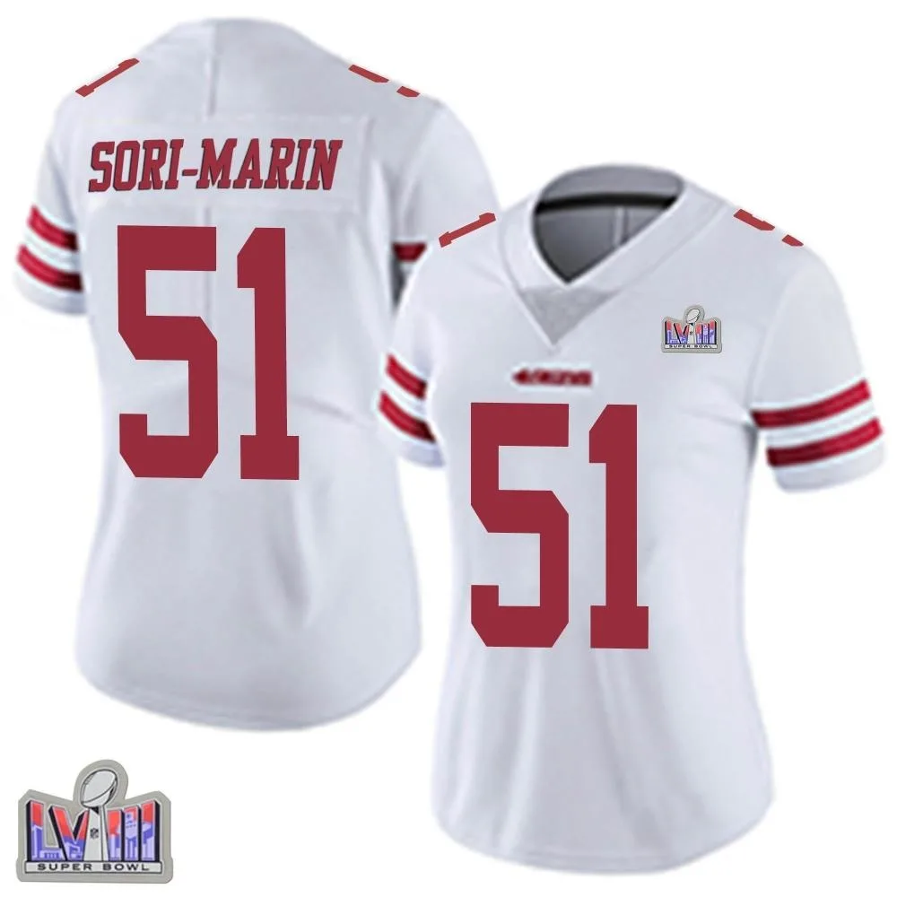 Women's San Francisco 49ers Mariano Sori-marin Nike Vapor Untouchable Super Bowl LVIII Patch Limited White Jersey Women's San Francisco 49ers Mariano Sori-marin Nike Vapor Untouchable Super Bowl LVIII Patch Limited White Jersey
