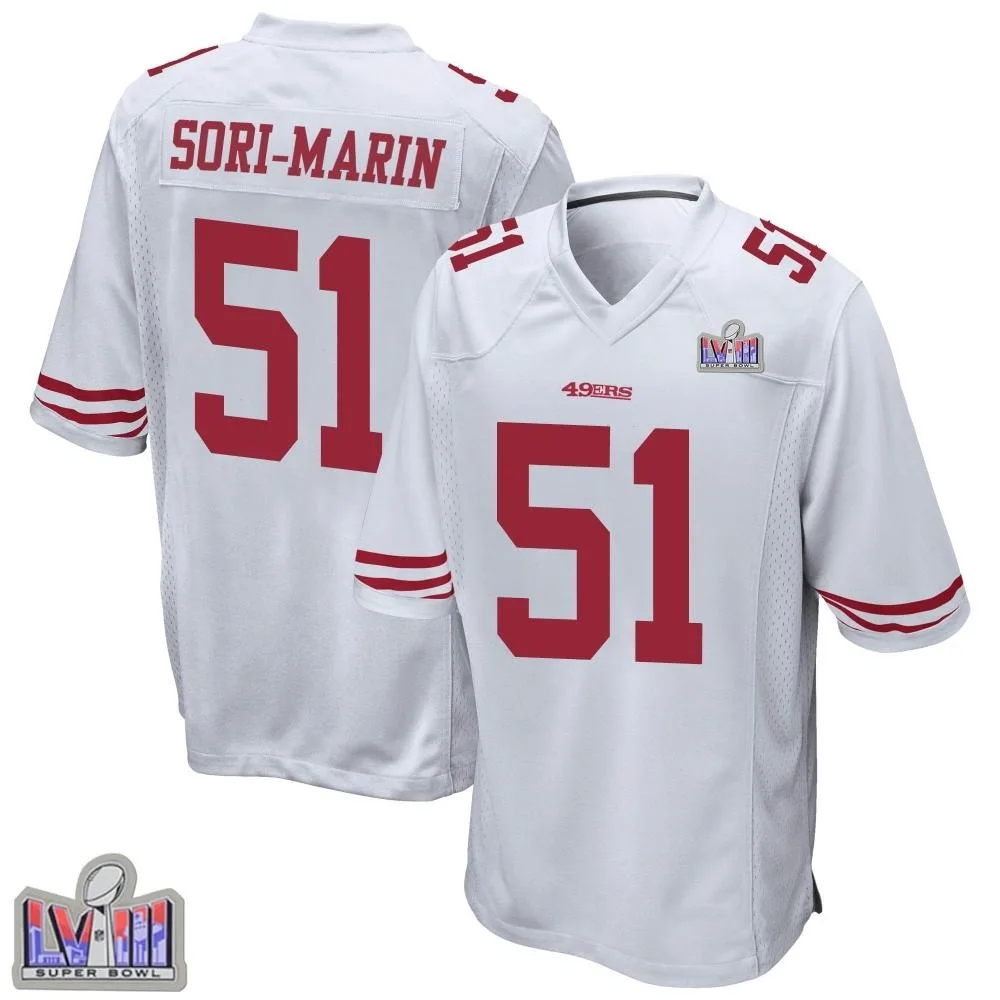 Youth San Francisco 49ers Mariano Sori-marin Nike Super Bowl LVIII Patch Game White Jersey Youth San Francisco 49ers Mariano Sori-marin Nike Super Bowl LVIII Patch Game White Jersey