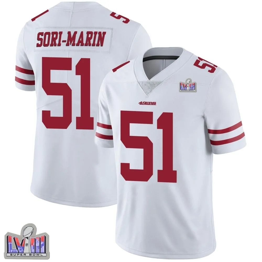 Youth San Francisco 49ers Mariano Sori-marin Nike Vapor Untouchable Super Bowl LVIII Patch Limited White Jersey Youth San Francisco 49ers Mariano Sori-marin Nike Vapor Untouchable Super Bowl LVIII Patch Limited White Jersey