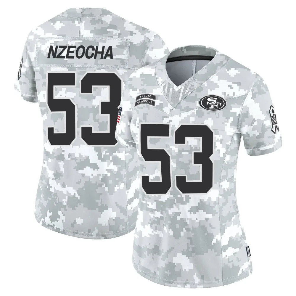 Women's San Francisco 49ers Mark Nzeocha Nike Francisco 2024 Salute To Service Limited Arctic Camo Jersey Women's San Francisco 49ers Mark Nzeocha Nike Francisco 2024 Salute To Service Limited Arctic Camo Jersey