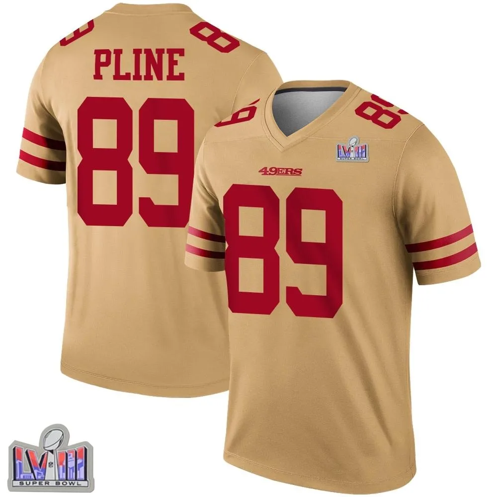 Men's San Francisco 49ers Mason Pline Nike Inverted Super Bowl LVIII Patch Legend Gold Jersey Men's San Francisco 49ers Mason Pline Nike Inverted Super Bowl LVIII Patch Legend Gold Jersey