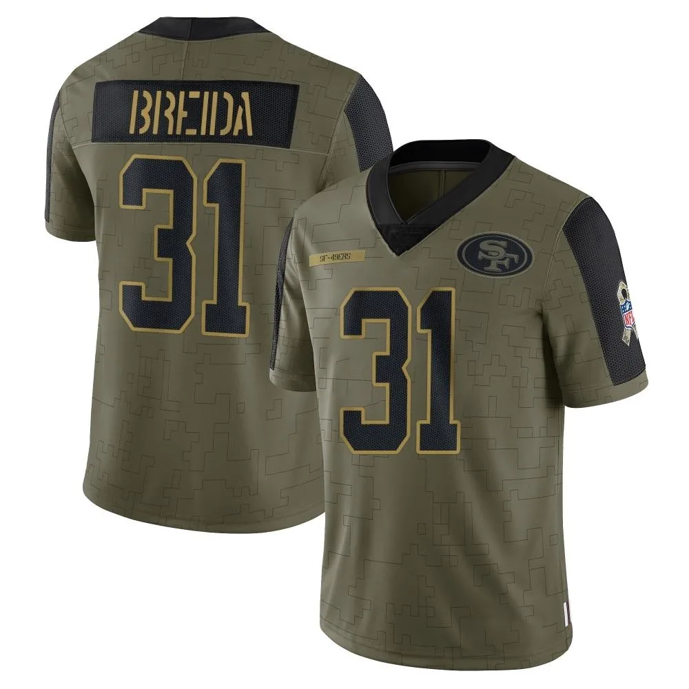 Men's San Francisco 49ers Matt Breida Nike 2021 Salute To Service Limited Olive Jersey Men's San Francisco 49ers Matt Breida Nike 2021 Salute To Service Limited Olive Jersey
