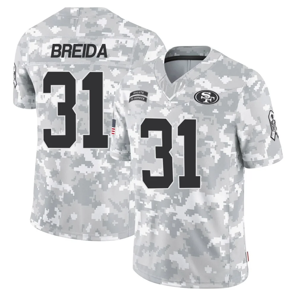 Men's San Francisco 49ers Matt Breida Nike 2024 Salute To Service Limited Arctic Camo Jersey Men's San Francisco 49ers Matt Breida Nike 2024 Salute To Service Limited Arctic Camo Jersey