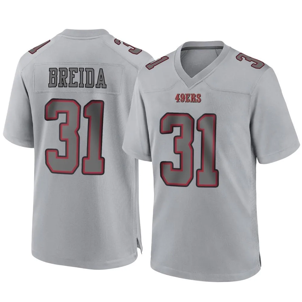 Men's San Francisco 49ers Matt Breida Nike Atmosphere Fashion Game Gray Jersey Men's San Francisco 49ers Matt Breida Nike Atmosphere Fashion Game Gray Jersey